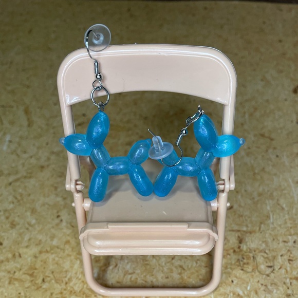 None Jewelry - Blue Balloon Animal Earrings